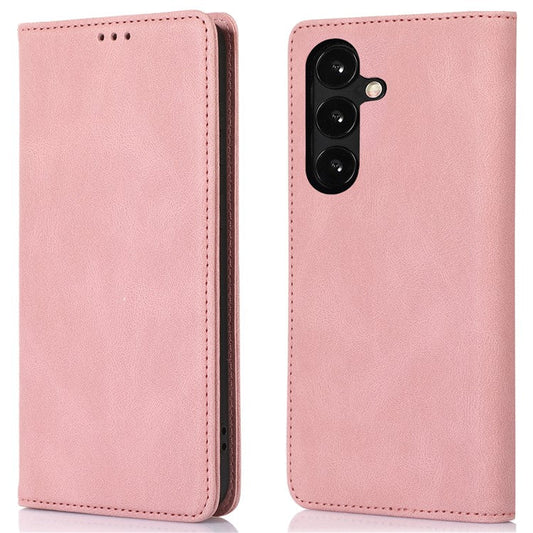 For Samsung Galaxy A34 5G Dustproof Cover Magnetic Stand PU Leather Phone Case Wallet - Rose Gold