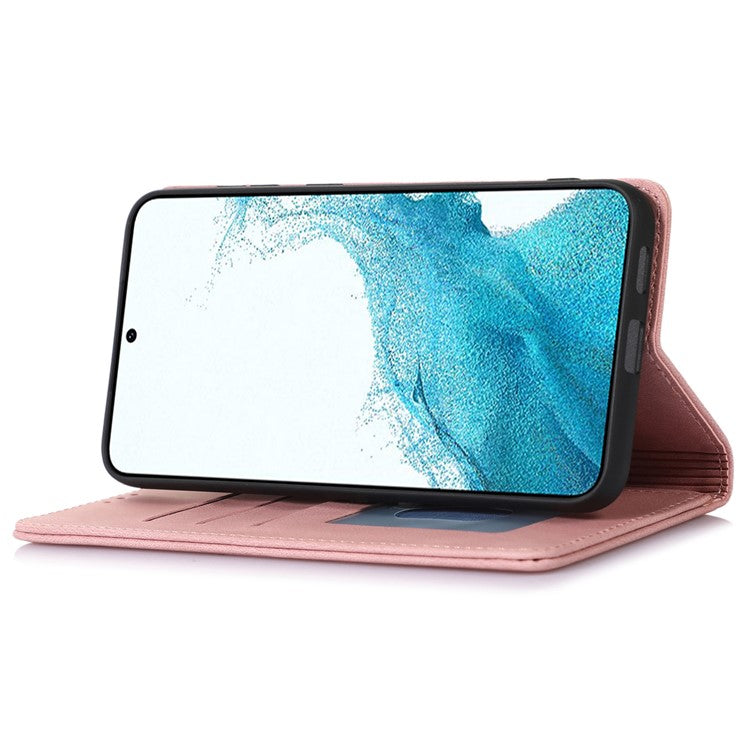 For Samsung Galaxy A34 5G Dustproof Cover Magnetic Stand PU Leather Phone Case Wallet - Rose Gold