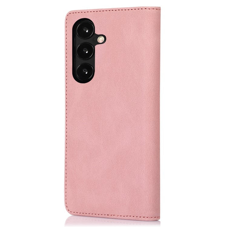 For Samsung Galaxy A34 5G Dustproof Cover Magnetic Stand PU Leather Phone Case Wallet - Rose Gold