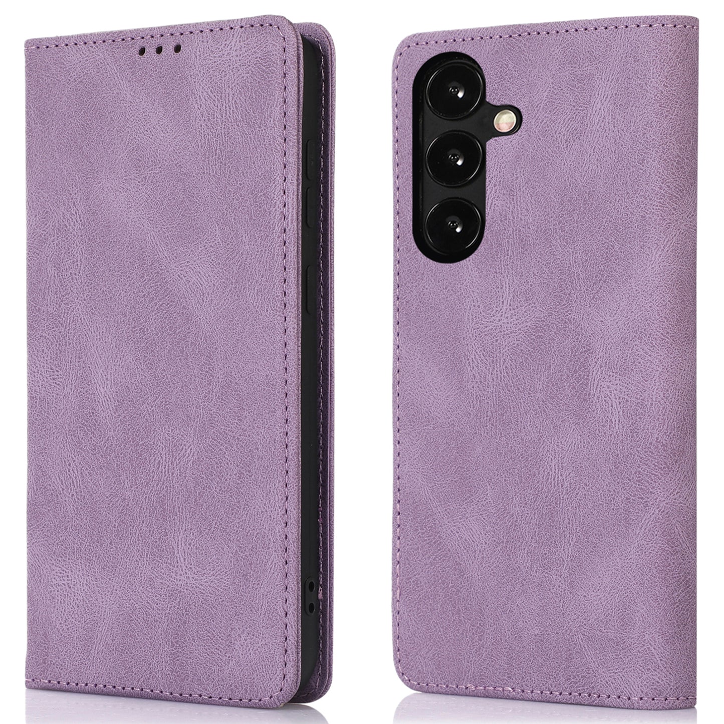 For Samsung Galaxy S24 Wallet Phone Cover TPU+PU Leather Slim-Fit Phone Case with Stand - Purple