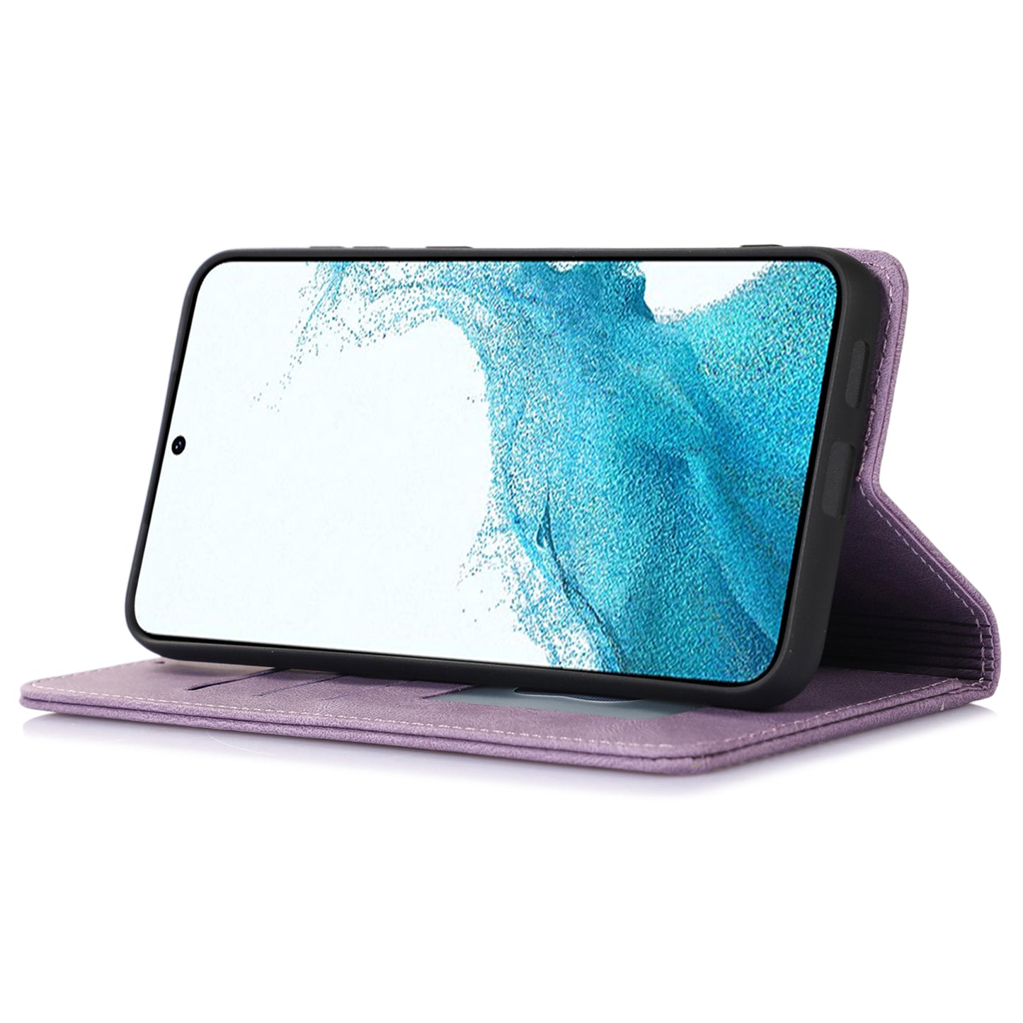 For Samsung Galaxy S24 Wallet Phone Cover TPU+PU Leather Slim-Fit Phone Case with Stand - Purple