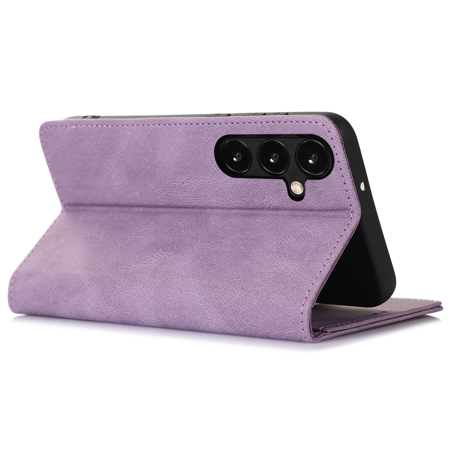 For Samsung Galaxy S24 Wallet Phone Cover TPU+PU Leather Slim-Fit Phone Case with Stand - Purple