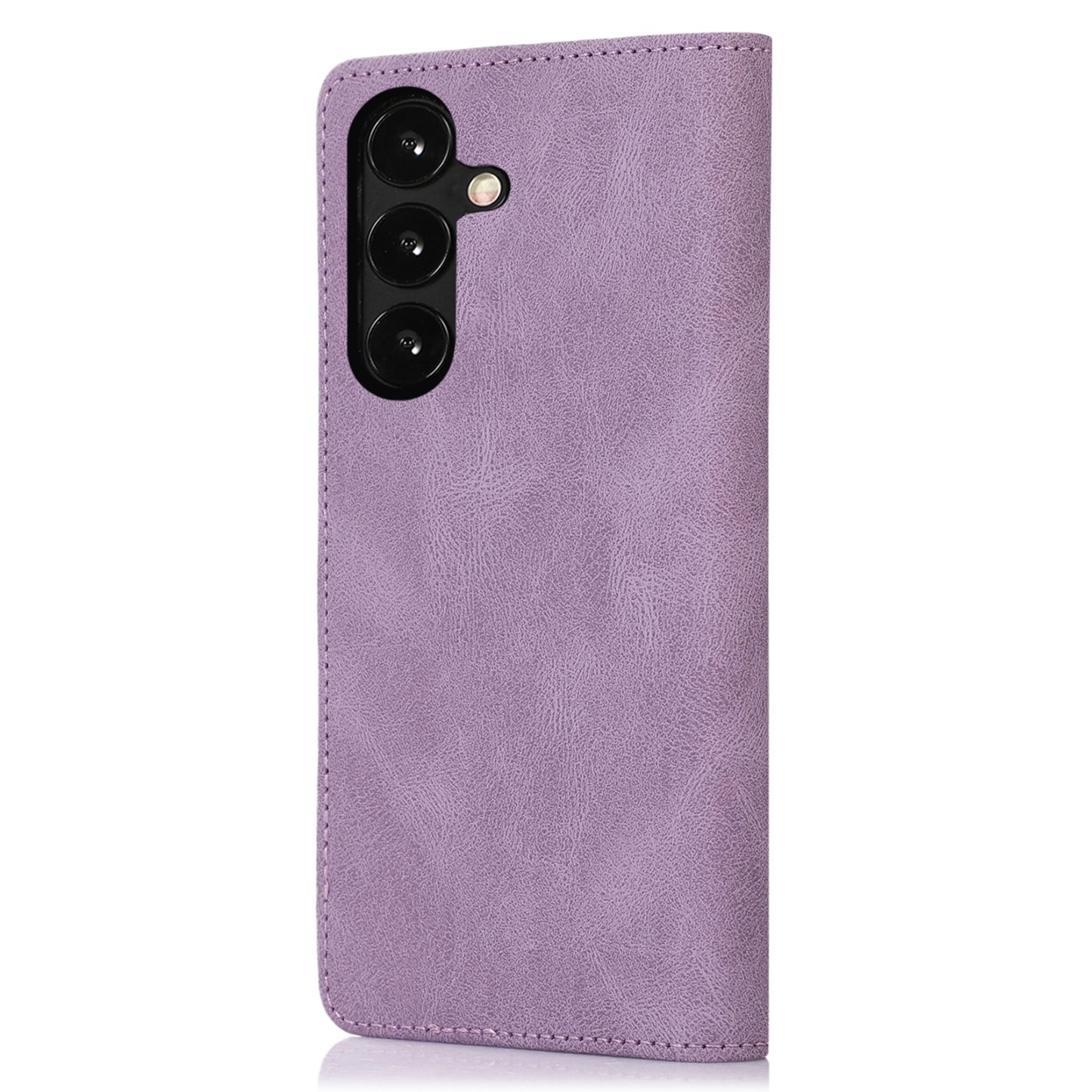 For Samsung Galaxy S24 Wallet Phone Cover TPU+PU Leather Slim-Fit Phone Case with Stand - Purple