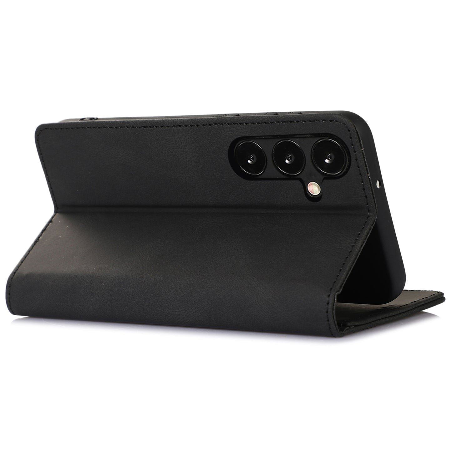 For Samsung Galaxy S24 Wallet Phone Cover TPU+PU Leather Slim-Fit Phone Case with Stand - Black