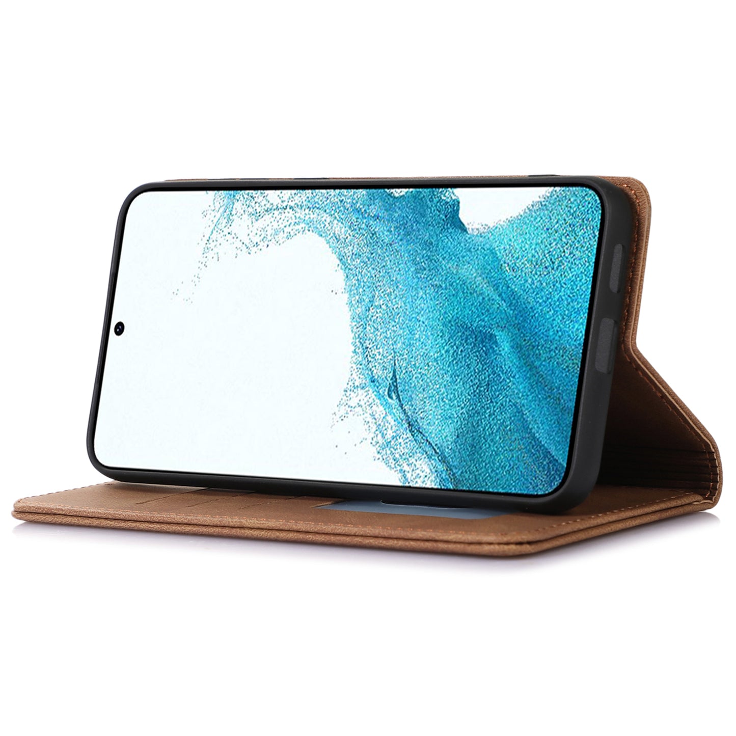For Samsung Galaxy S24 Wallet Phone Cover TPU+PU Leather Slim-Fit Phone Case with Stand - Brown