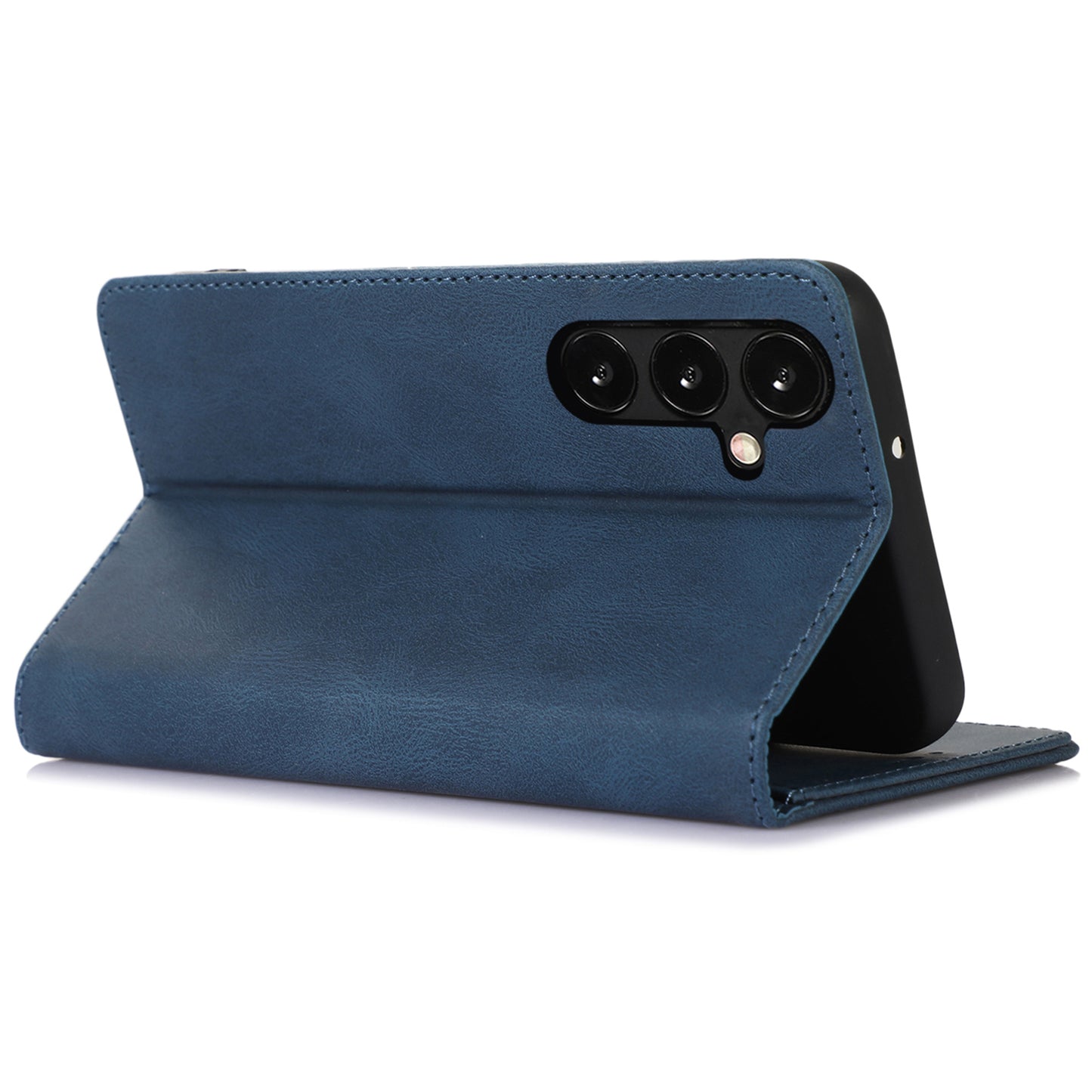 For Samsung Galaxy S24+ PU Leather Mobile Phone Case Magnetic Stand Cover Wallet - Blue