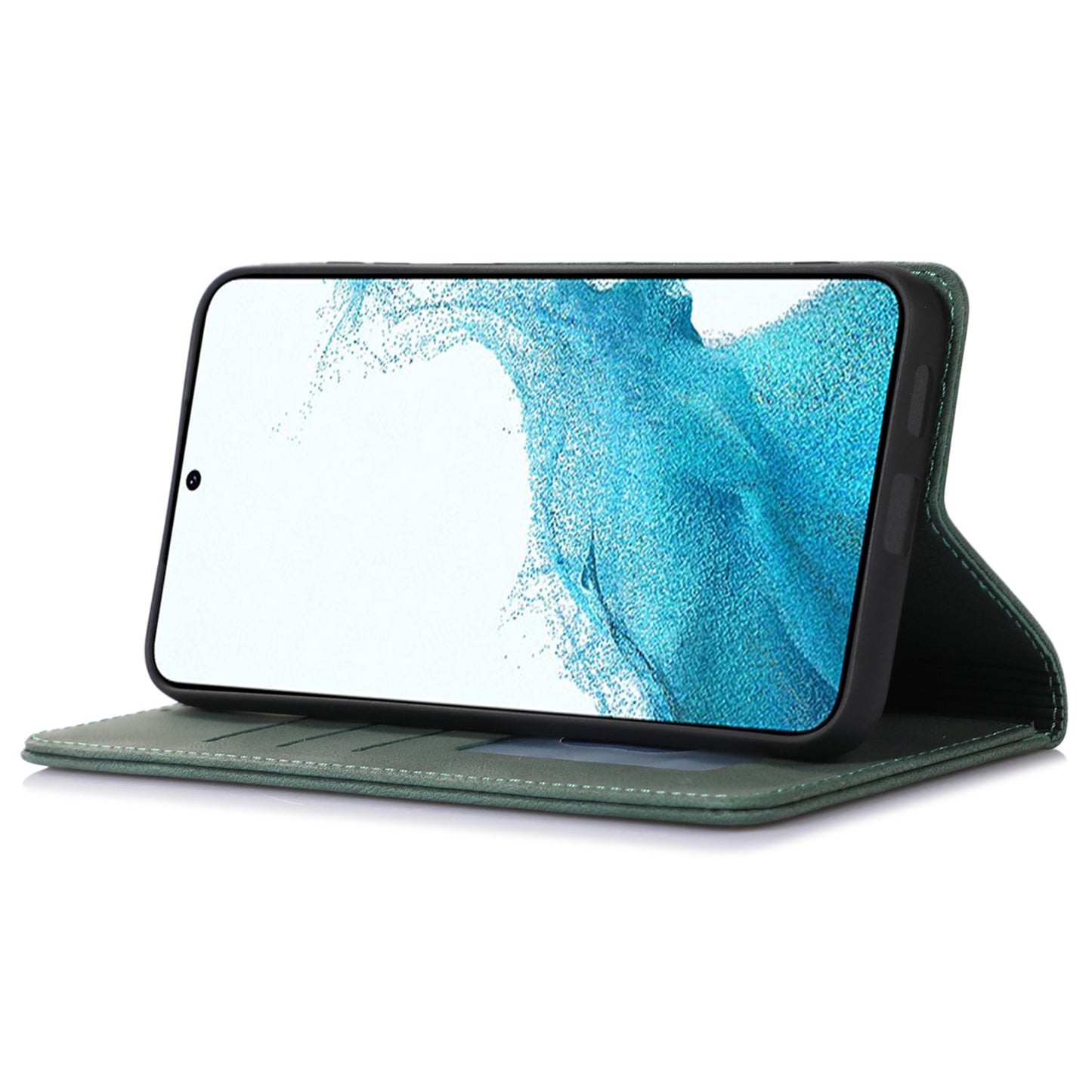 For Samsung Galaxy S24+ PU Leather Mobile Phone Case Magnetic Stand Cover Wallet - Green
