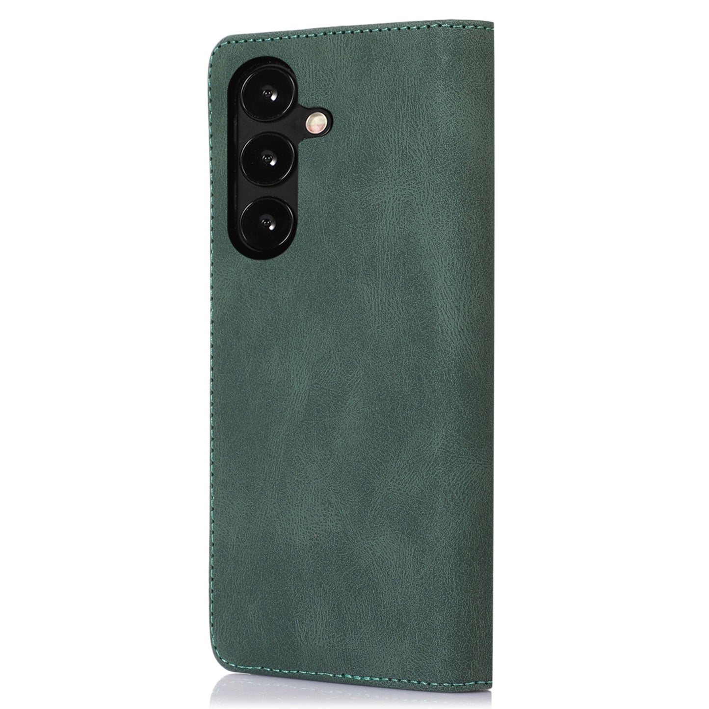 For Samsung Galaxy S24+ PU Leather Mobile Phone Case Magnetic Stand Cover Wallet - Green