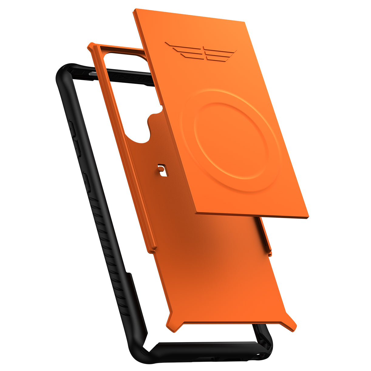 GKK For Samsung Galaxy S24 Magnetic Phone Case Slide Camera Protection Cover with Card Holder - Orange