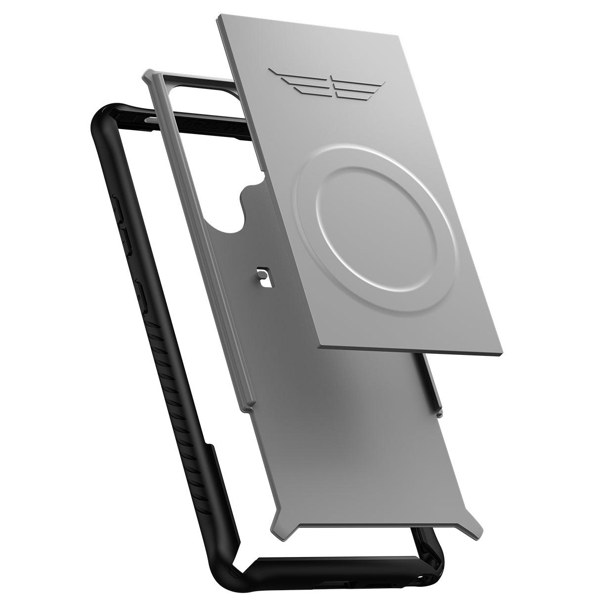 GKK For Samsung Galaxy S24 Magnetic Phone Case Slide Camera Protection Cover with Card Holder - Grey