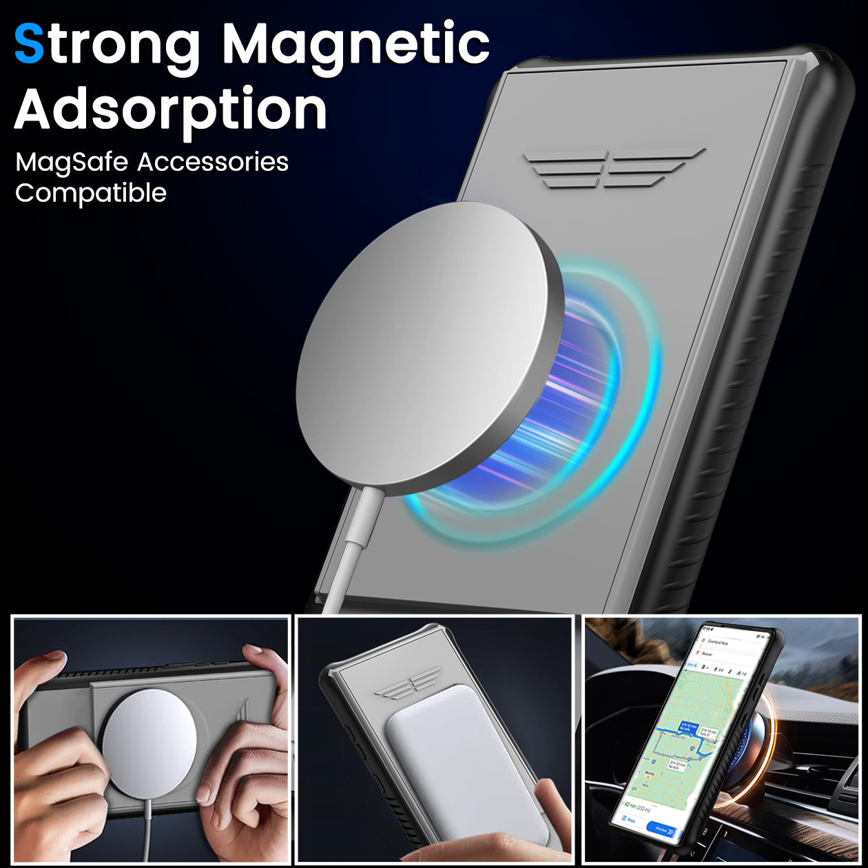 GKK For Samsung Galaxy S24 Magnetic Phone Case Slide Camera Protection Cover with Card Holder - Grey
