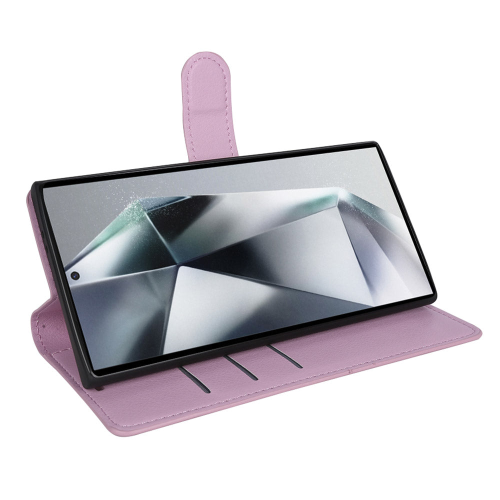 For Samsung Galaxy S24 Ultra Case Litchi Texture Wallet Phone Cover with Stand - Pink