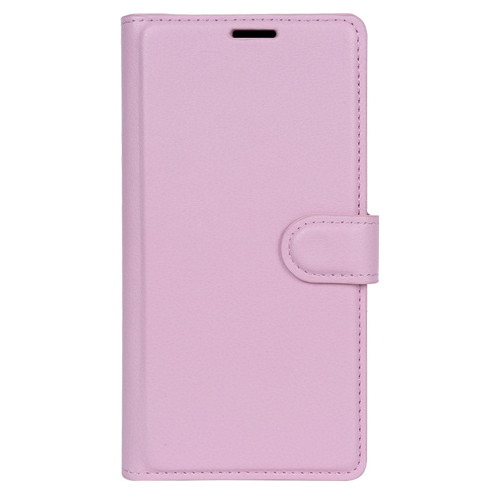 For Samsung Galaxy S24 Ultra Case Litchi Texture Wallet Phone Cover with Stand - Pink