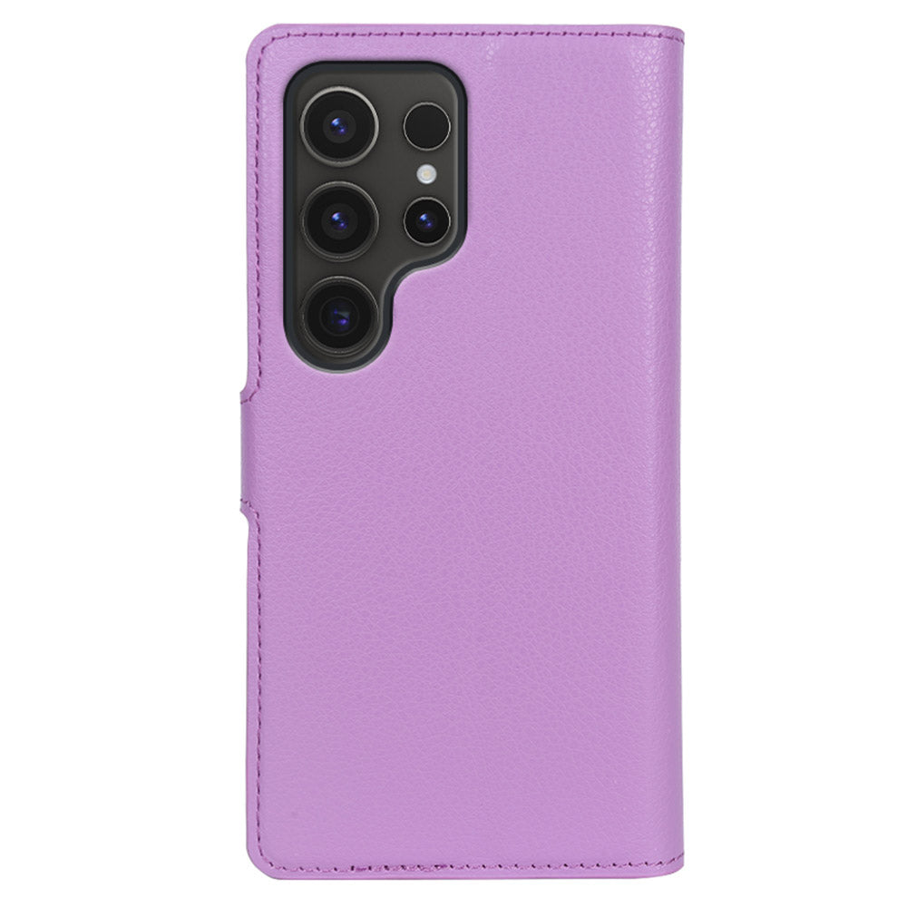 For Samsung Galaxy S24 Ultra Case Litchi Texture Wallet Phone Cover with Stand - Purple