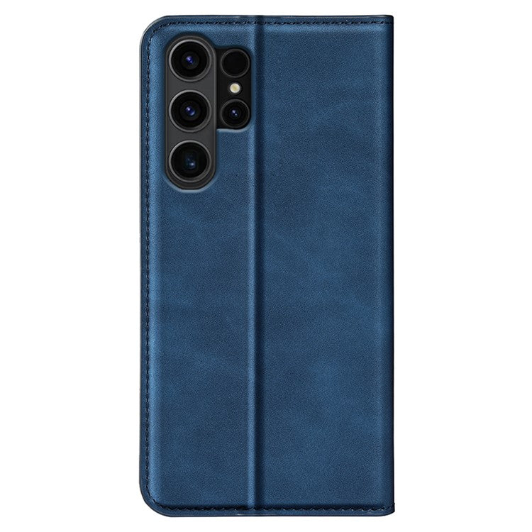 For Samsung Galaxy S24 Ultra Case Anti-Drop Phone Case Skin-Touch PU Leather Flip Cover - Blue