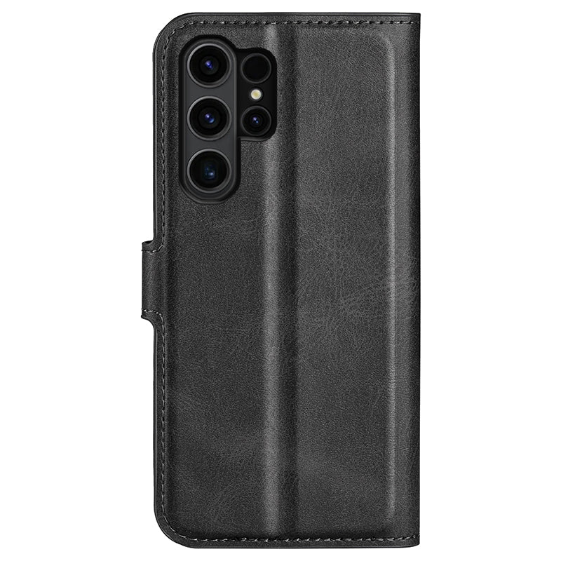 For Samsung Galaxy S24 Ultra Case Calf Texture PU Leather Protective Wallet Phone Cover - Black