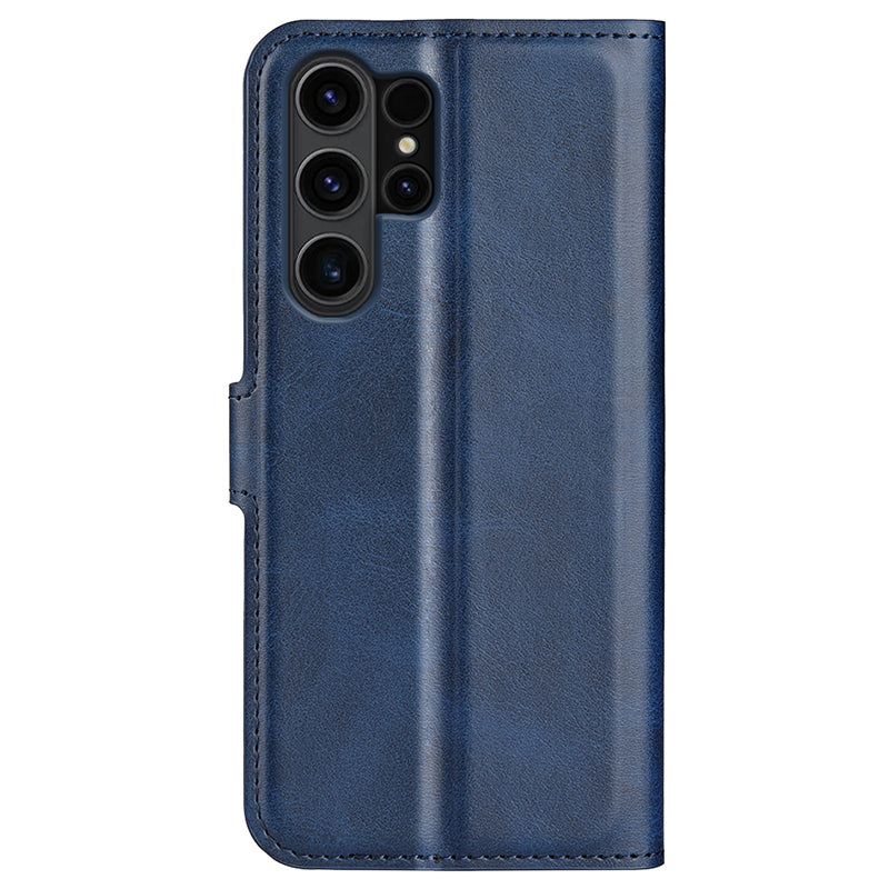 For Samsung Galaxy S24 Ultra Case Calf Texture PU Leather Protective Wallet Phone Cover - Blue