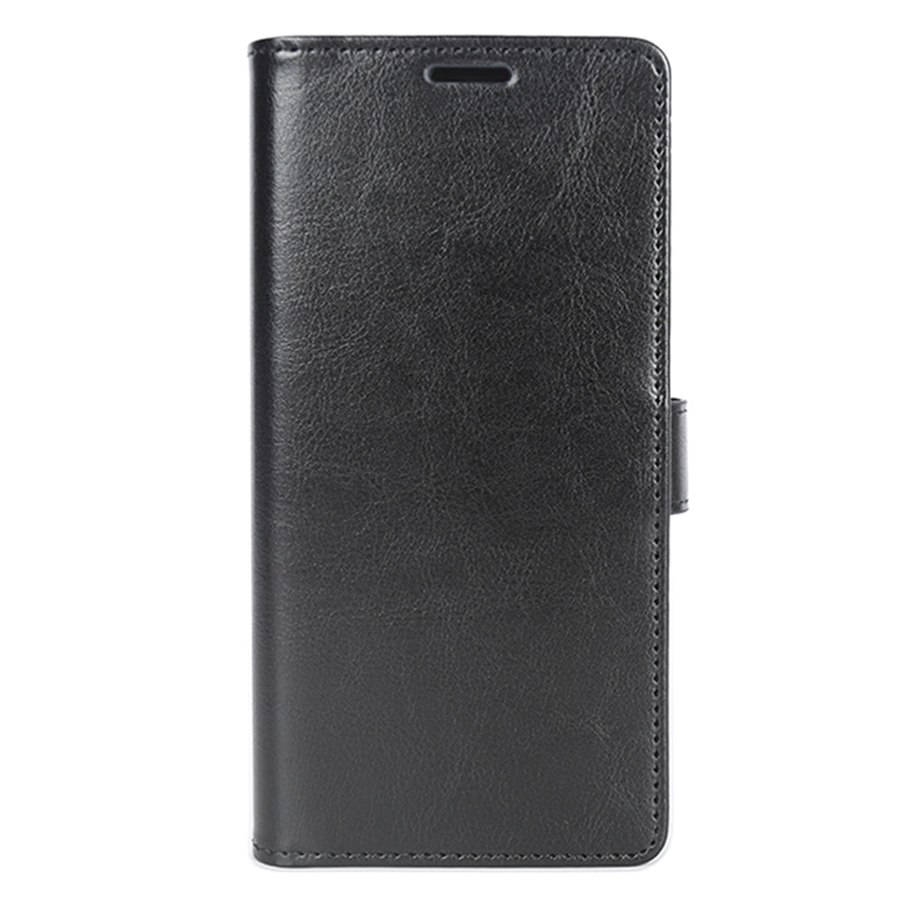 For Samsung Galaxy S24 Ultra Case Crazy Horse Texture Wallet Phone Case PU Leather Flip Cover - Black