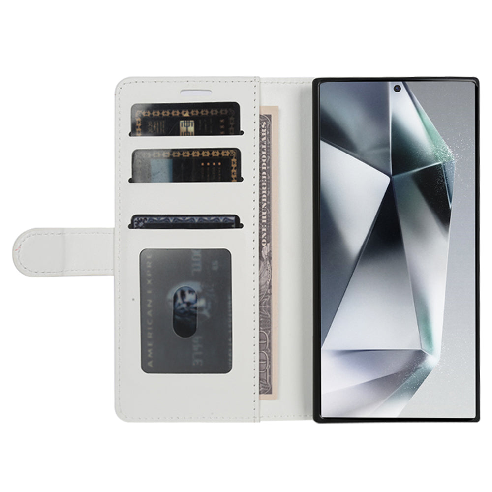 For Samsung Galaxy S24 Ultra Case Crazy Horse Texture Wallet Phone Case PU Leather Flip Cover - White