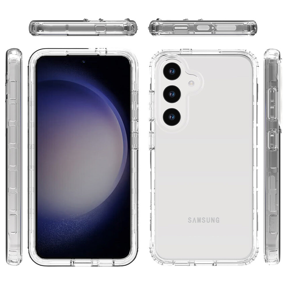 For Samsung Galaxy S24 Gradient Case Anti-Fall Corner Protection Phone Cover with PET Screen Film - Transparent