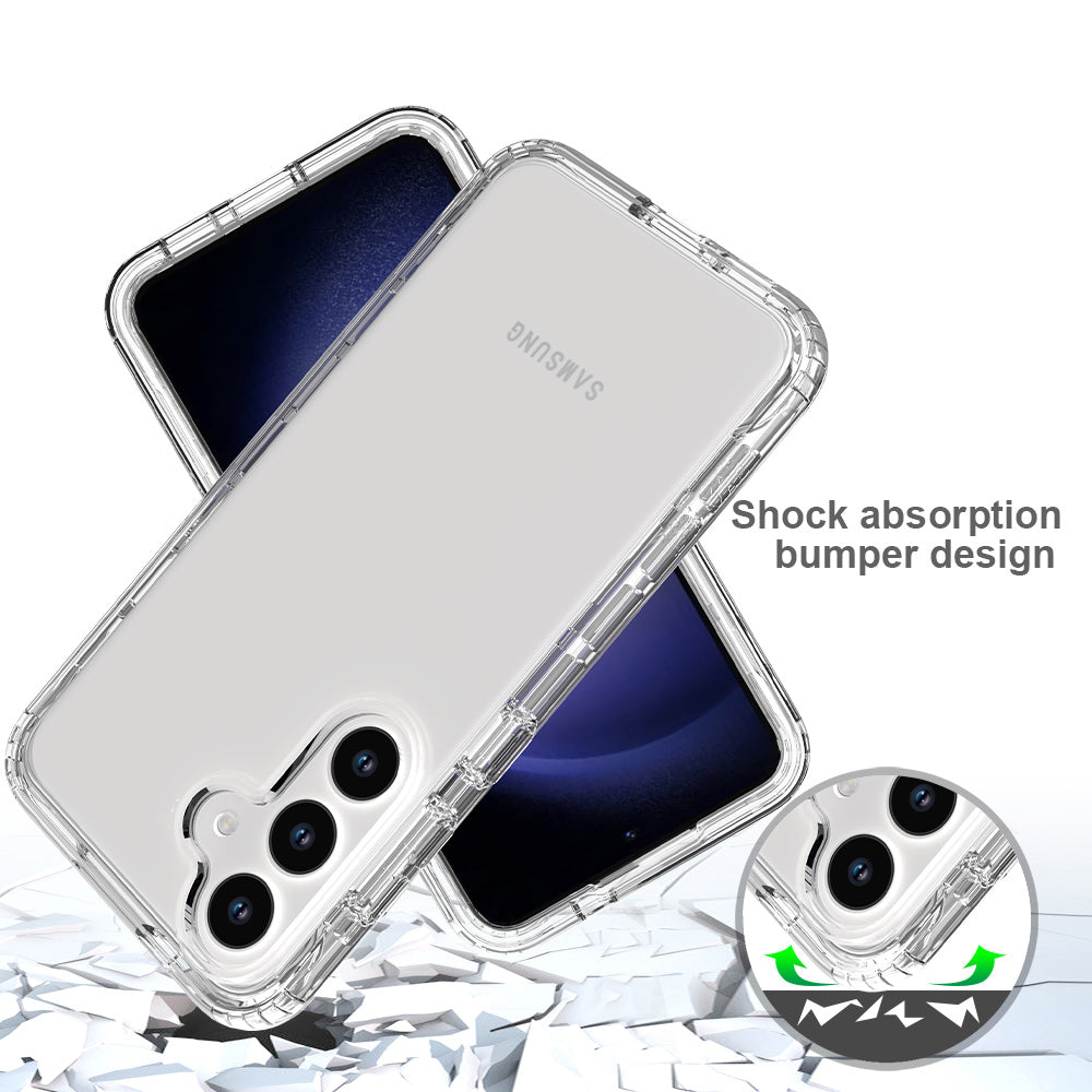 For Samsung Galaxy S24 Gradient Case Anti-Fall Corner Protection Phone Cover with PET Screen Film - Transparent