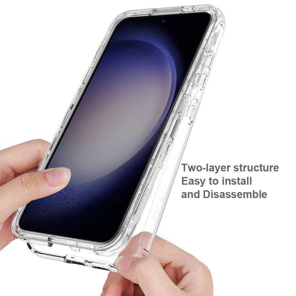 For Samsung Galaxy S24 Gradient Case Anti-Fall Corner Protection Phone Cover with PET Screen Film - Blue