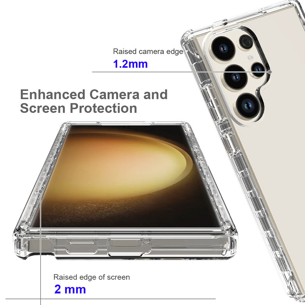 For Samsung Galaxy S24 Ultra Gradient Case Reinforced TPU+PC Phone Cover with PET Screen Film - Transparent