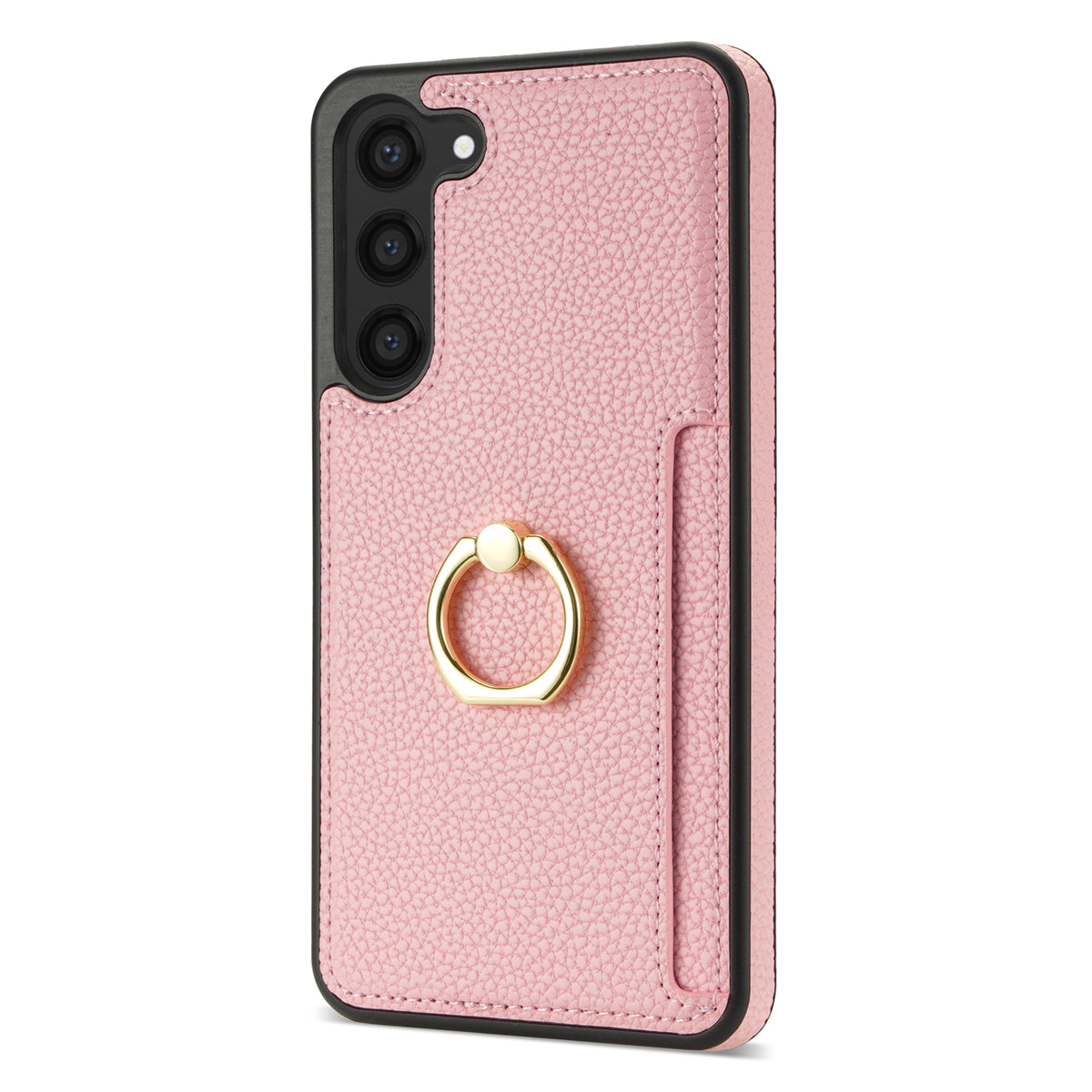 For Samsung Galaxy S24 Cell Phone Case PU Leather + TPU Card Holder Cover with Kickstand - Pink