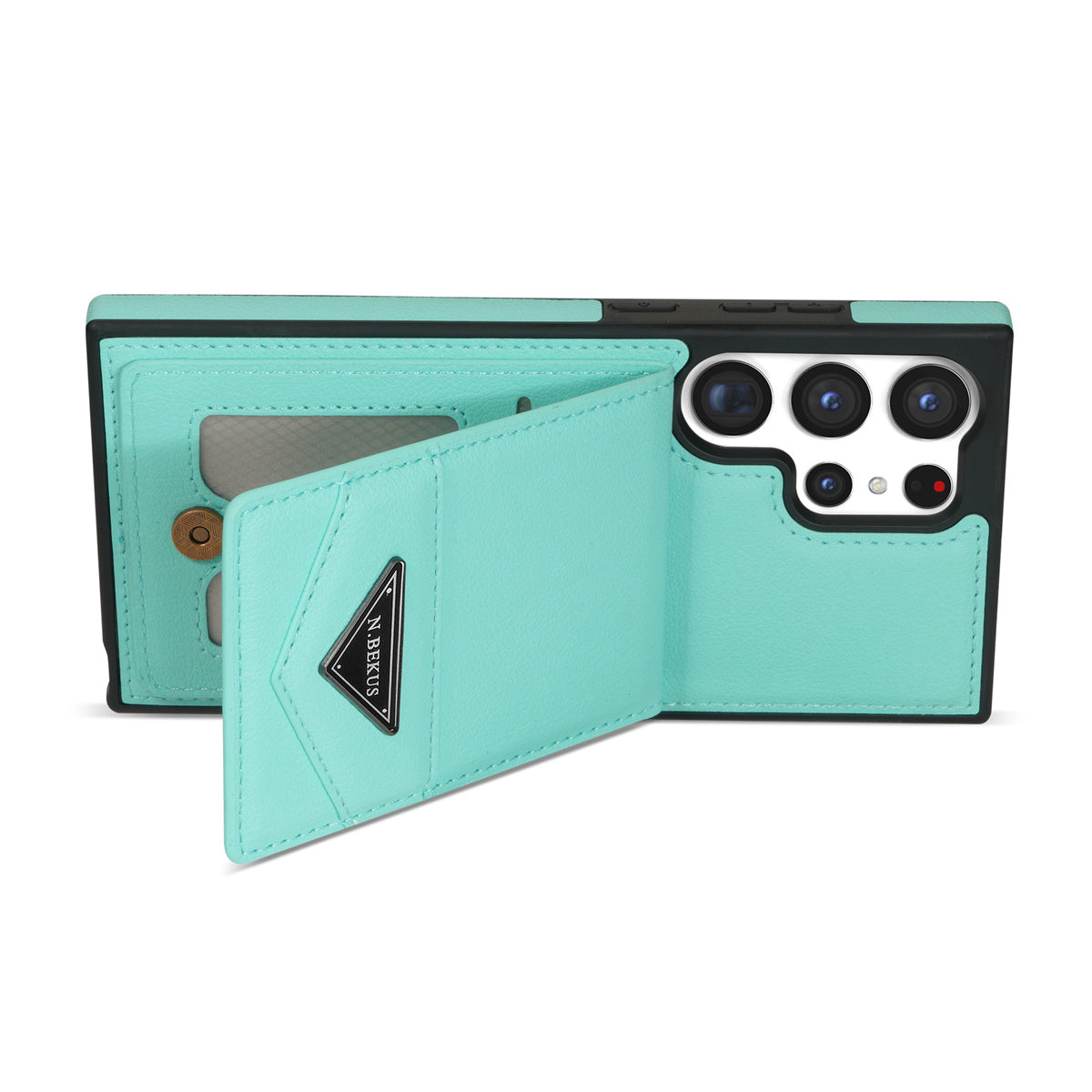N.BEKUS For Samsung Galaxy S24 Ultra Case Leather+TPU  Vertical Flip Card Holder Cover - Green