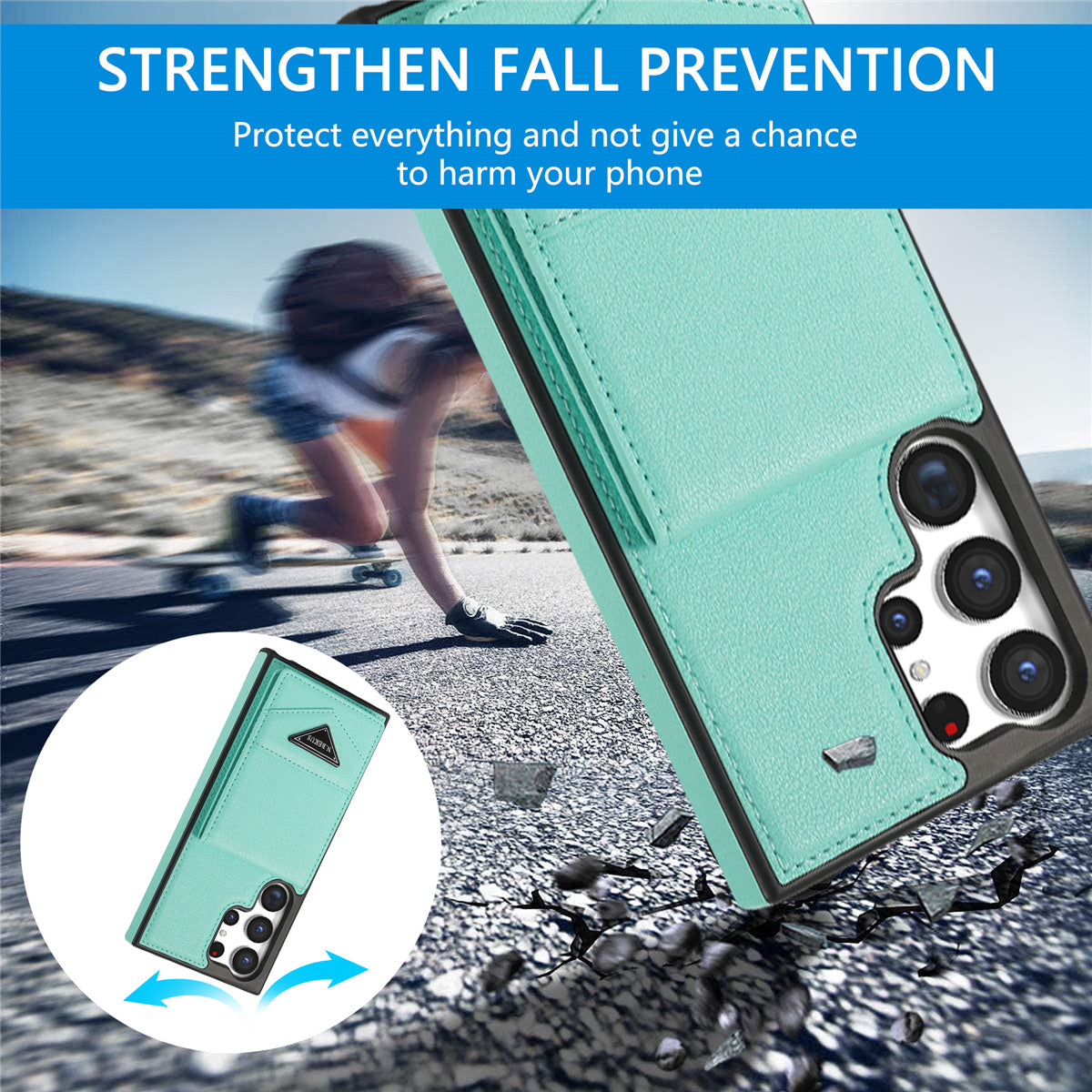 N.BEKUS For Samsung Galaxy S24 Ultra Case Leather+TPU  Vertical Flip Card Holder Cover - Green