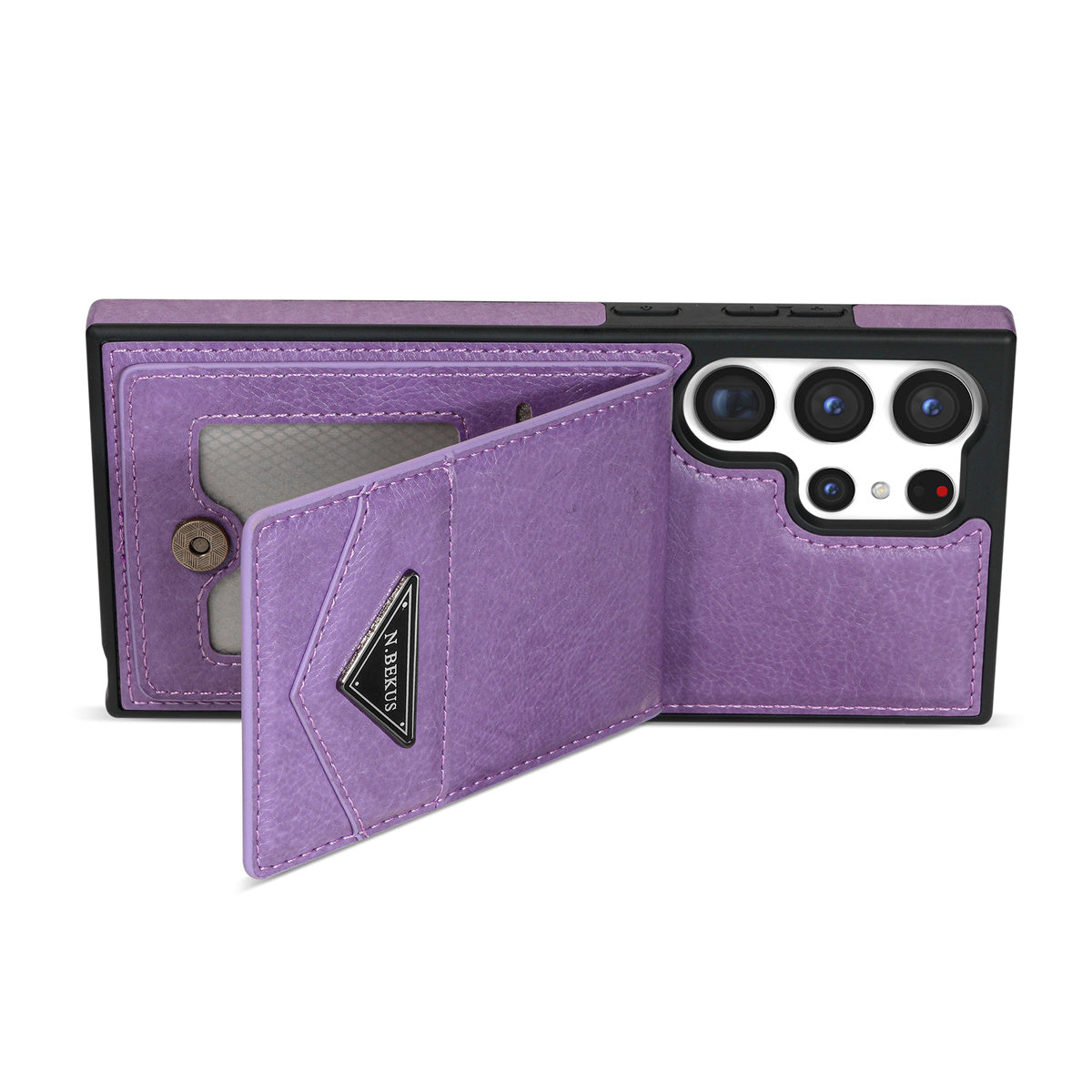 N.BEKUS For Samsung Galaxy S24 Ultra Case Leather+TPU  Vertical Flip Card Holder Cover - Purple