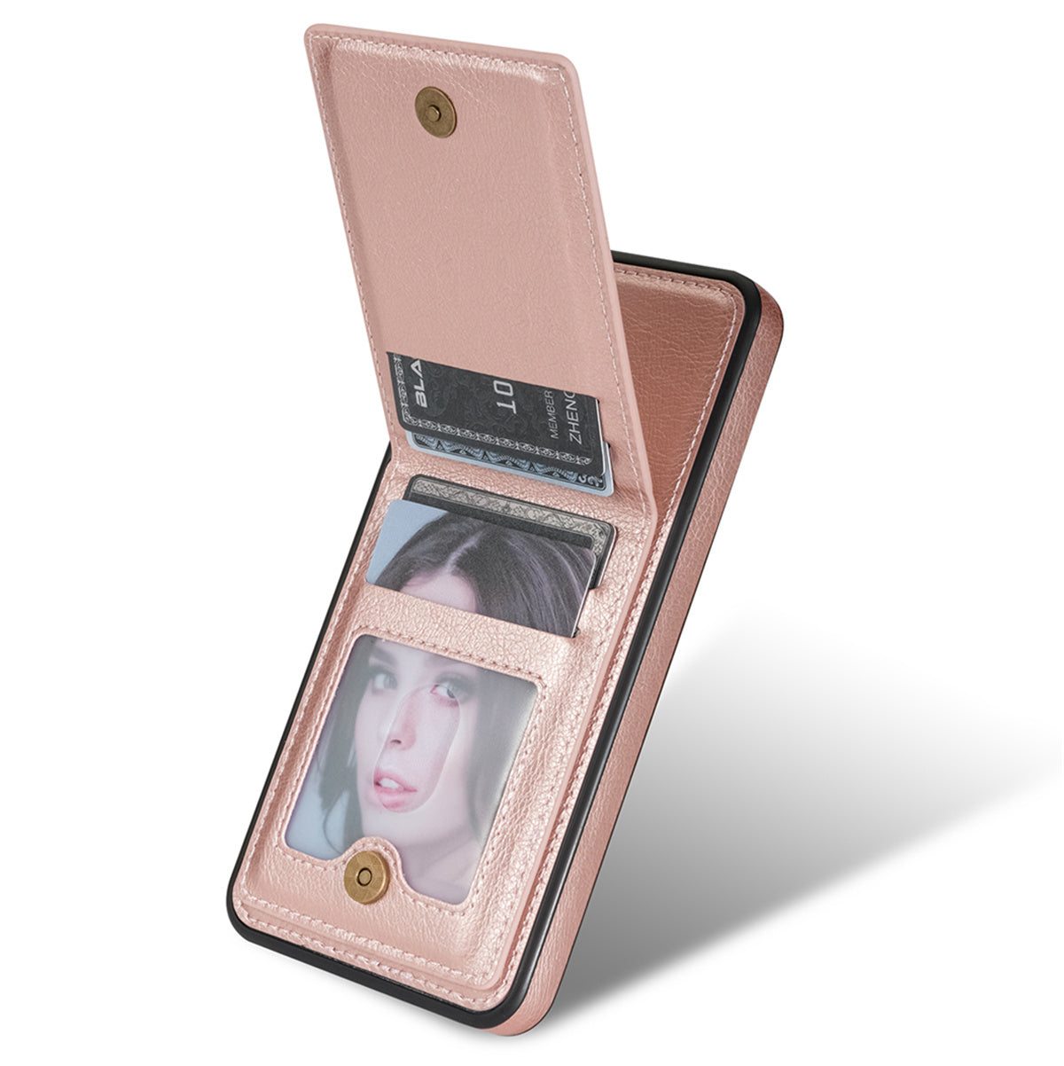 N.BEKUS For Samsung Galaxy S24+ Cell Phone Case Vertical Flip Card Holder Leather+TPU Cover - Pink