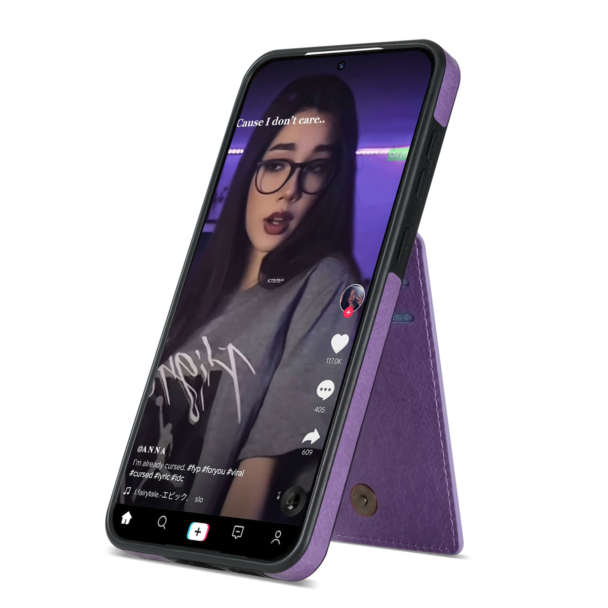 N.BEKUS For Samsung Galaxy S24+ Cell Phone Case Vertical Flip Card Holder Leather+TPU Cover - Purple