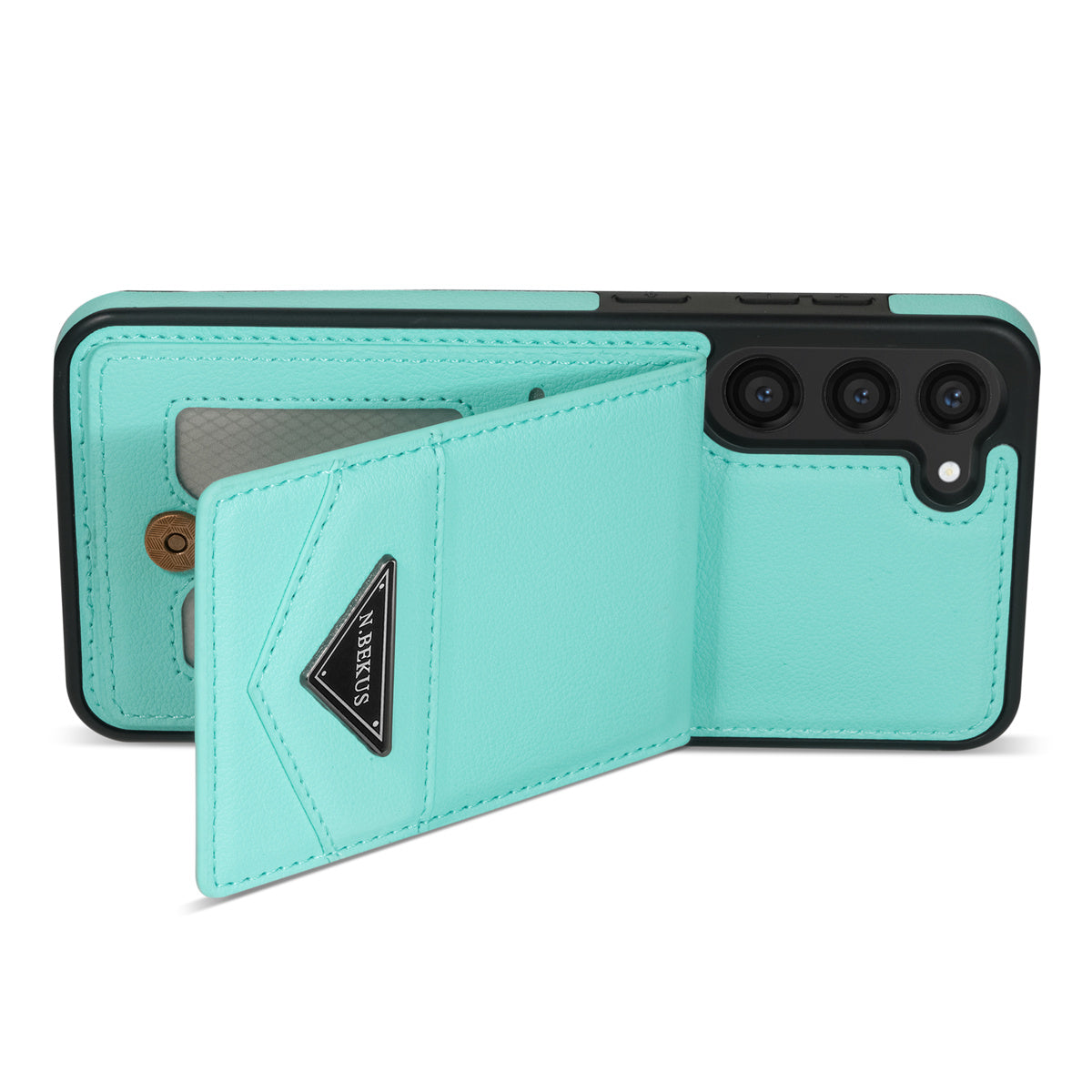 N.BEKUS For Samsung Galaxy S24+ Cell Phone Case Vertical Flip Card Holder Leather+TPU Cover - Green