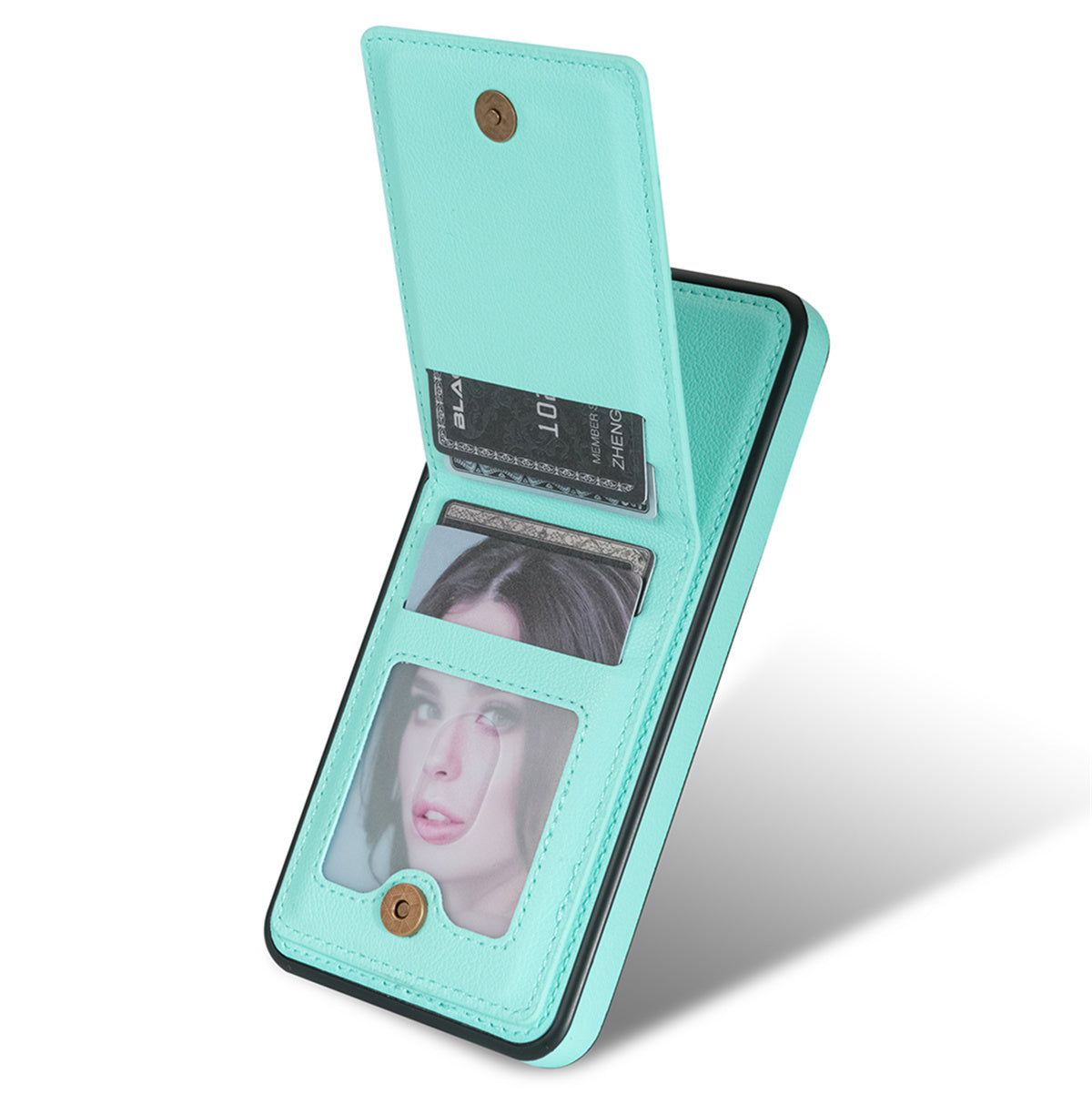 N.BEKUS For Samsung Galaxy S24 Case Leather+TPU Vertical Flip Card Holder Kickstand Phone Cover - Green
