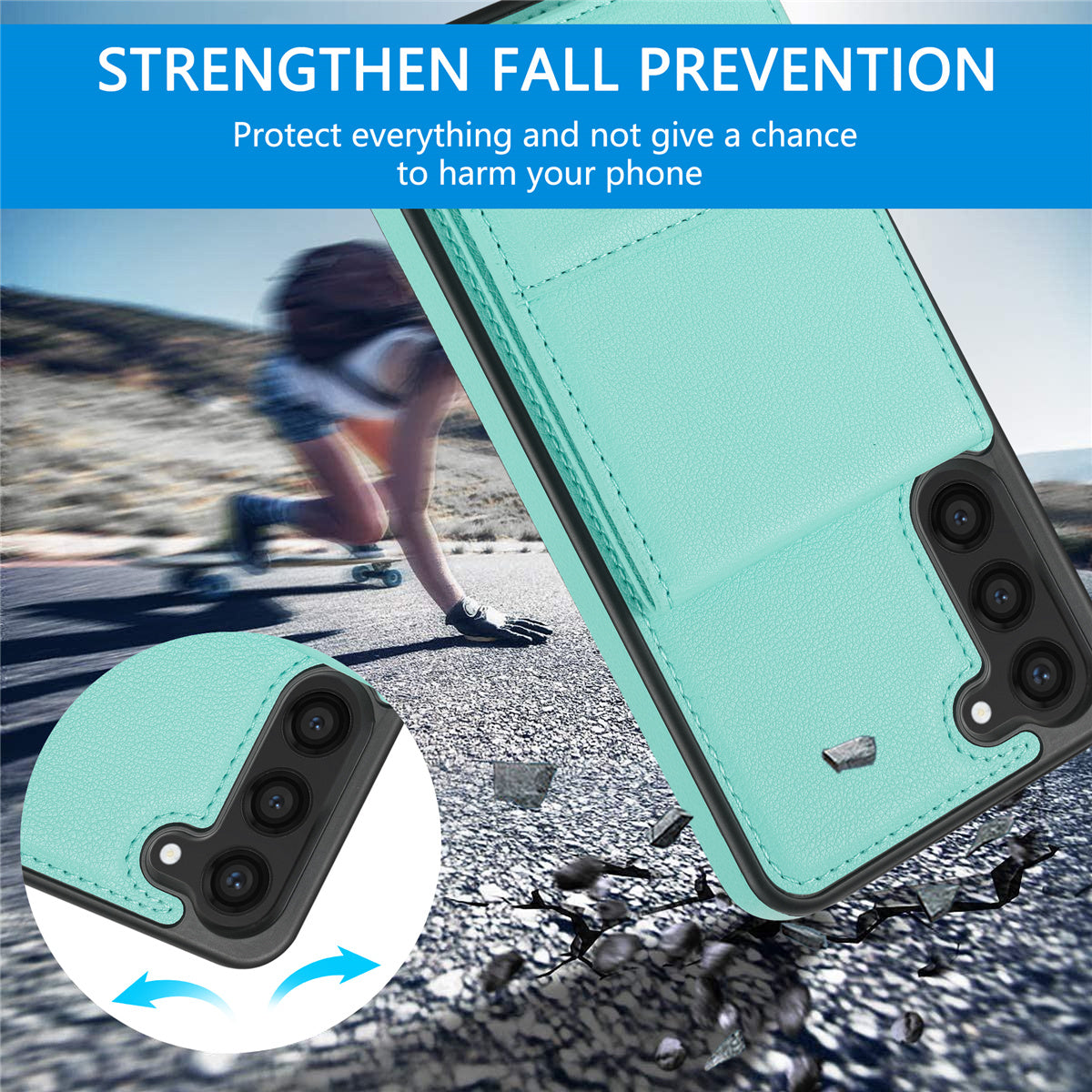 N.BEKUS For Samsung Galaxy S24 Case Leather+TPU Vertical Flip Card Holder Kickstand Phone Cover - Green