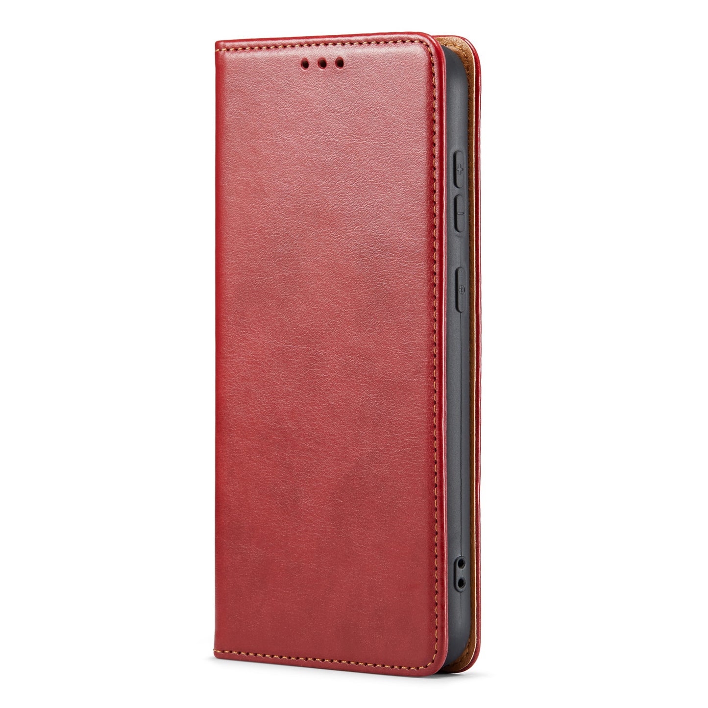 FIERRE SHANN For Samsung Galaxy S24 Case PU Leather Wallet Phone Guard Cover - Red