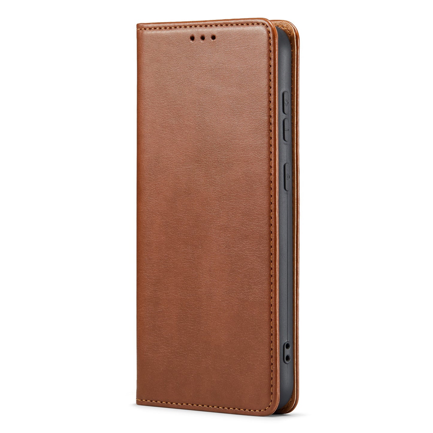 FIERRE SHANN For Samsung Galaxy S24 Case PU Leather Wallet Phone Guard Cover - Brown