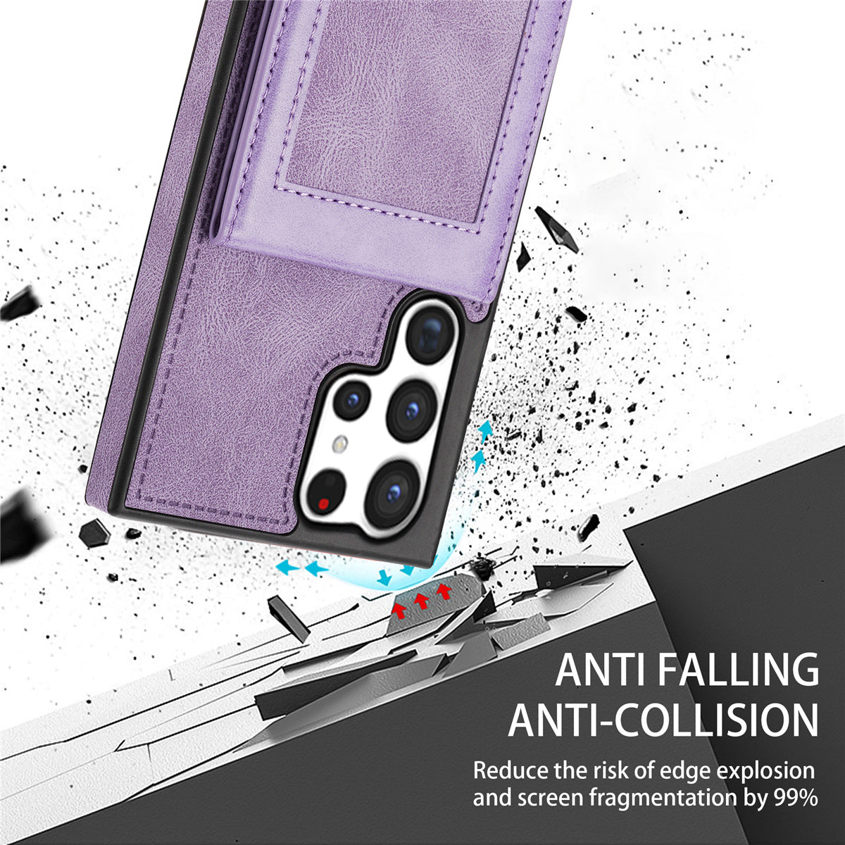 N.BEKUS For Samsung Galaxy S24 Ultra Kickstand Cover RFID Blocking Phone Case - Purple