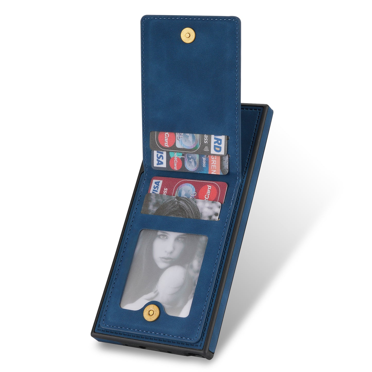 N.BEKUS For Samsung Galaxy S24 Ultra Kickstand Cover RFID Blocking Phone Case - Blue