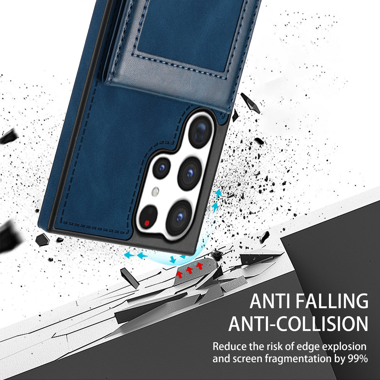 N.BEKUS For Samsung Galaxy S24 Ultra Kickstand Cover RFID Blocking Phone Case - Blue