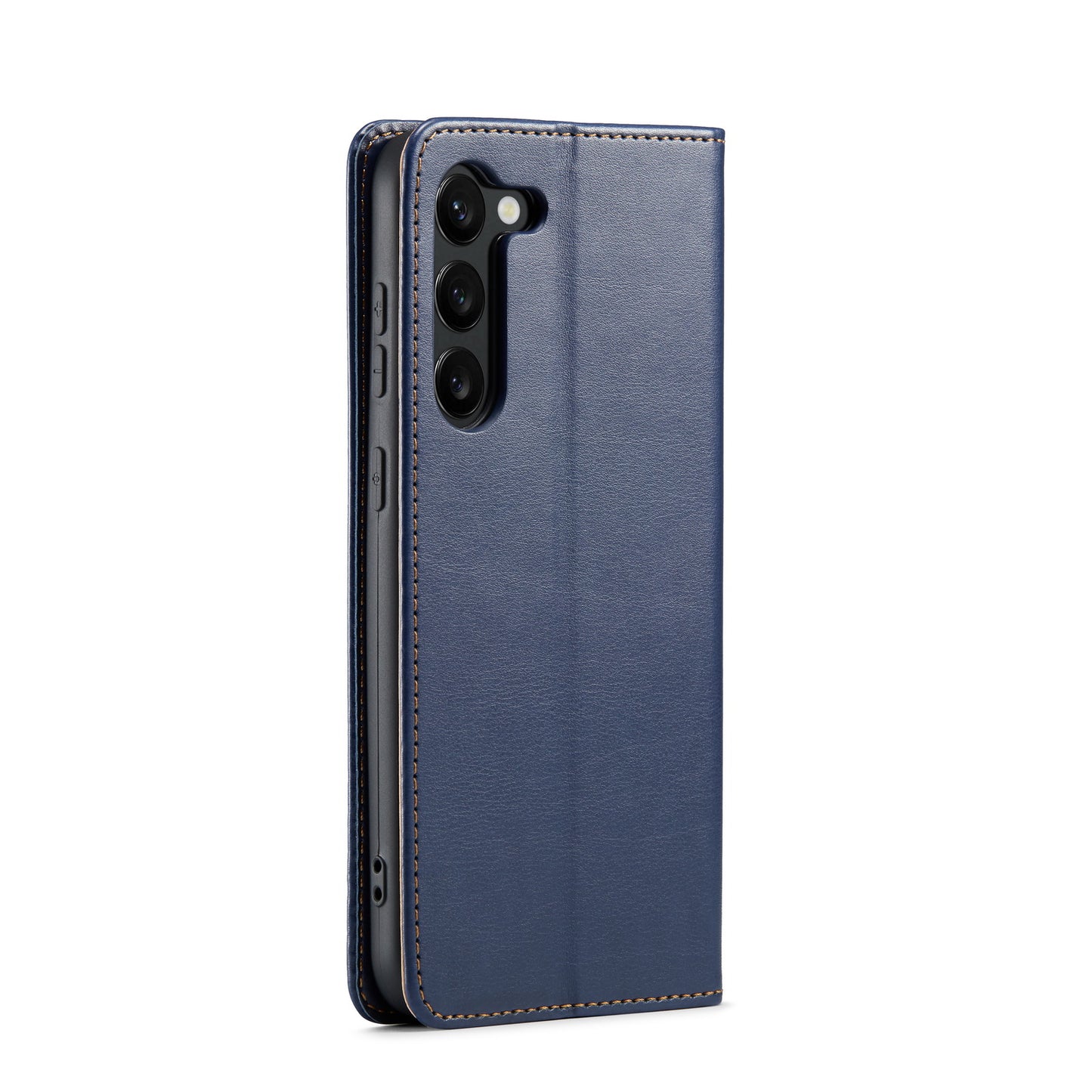 FIERRE SHANN For Samsung Galaxy S24+ Magnetic Case PU Leather+TPU Smart Phone Protector - Blue