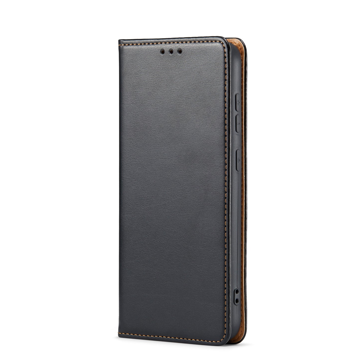 FIERRE SHANN For Samsung Galaxy S24+ Magnetic Case PU Leather+TPU Smart Phone Protector - Black