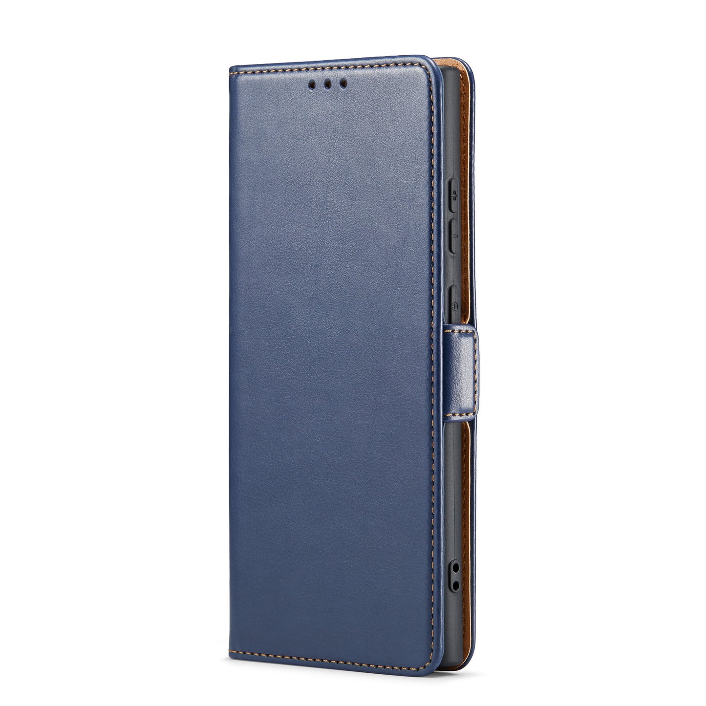FIERRE SHANN For Samsung Galaxy S24 Ultra Case Anti-fall Leather Stand Wallet Protective Cover - Blue