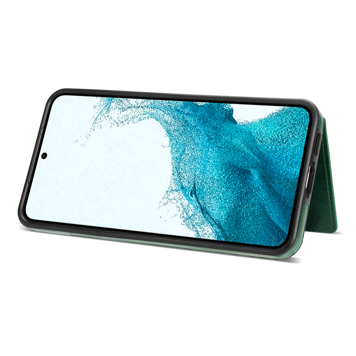 N.BEKUS For Samsung Galaxy S24 Zipper Phone Case Wallet Kickstand Cover with Shoulder Strap - Green