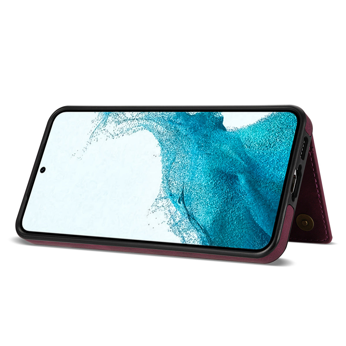 For Samsung Galaxy S24+ Cell Phone Case Zipper Pocket Wallet PU Leather Coated TPU Cover - Wine Red