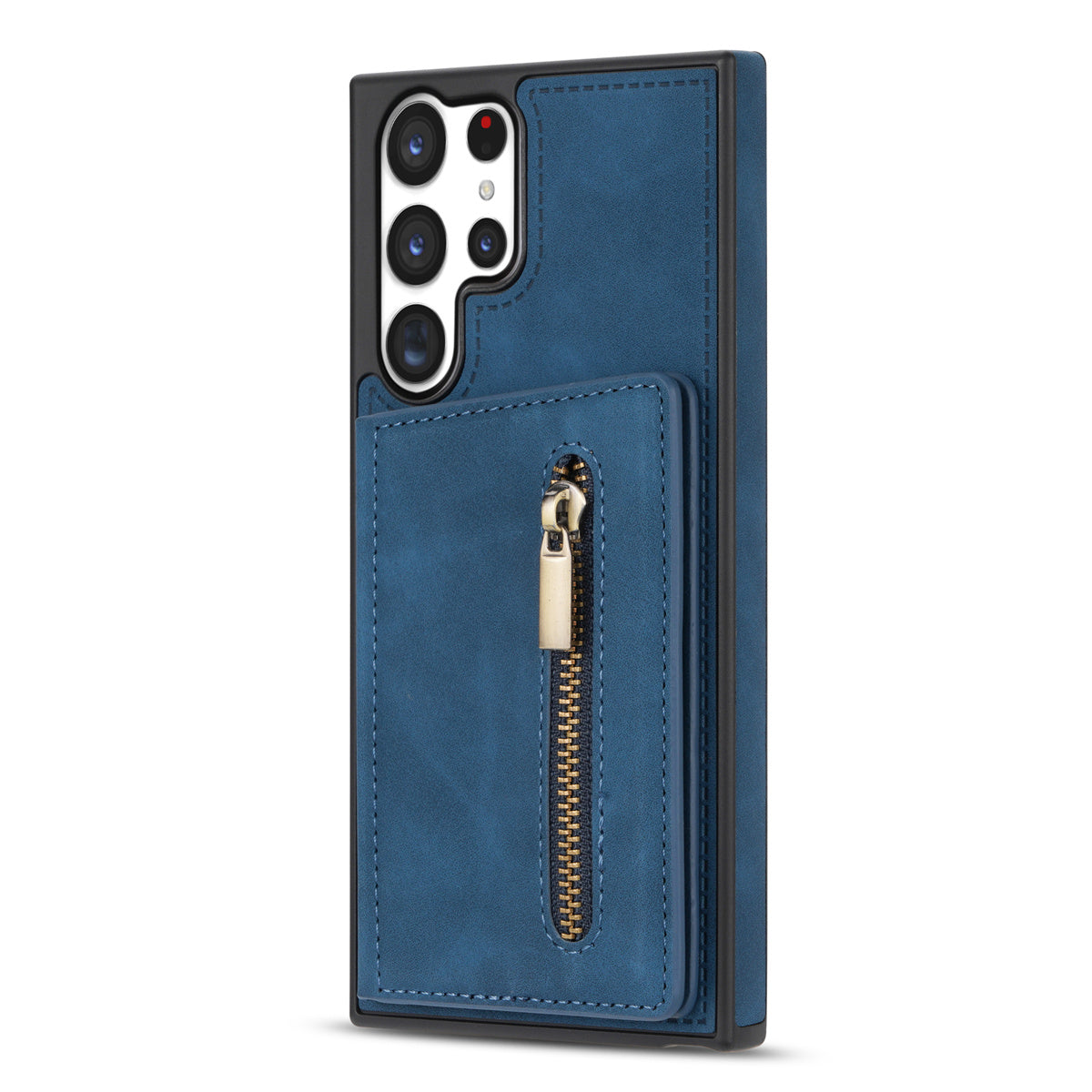 For Samsung Galaxy S24 Ultra Magnetic Phone Case PU Leather Coated TPU Wallet Cover - Blue