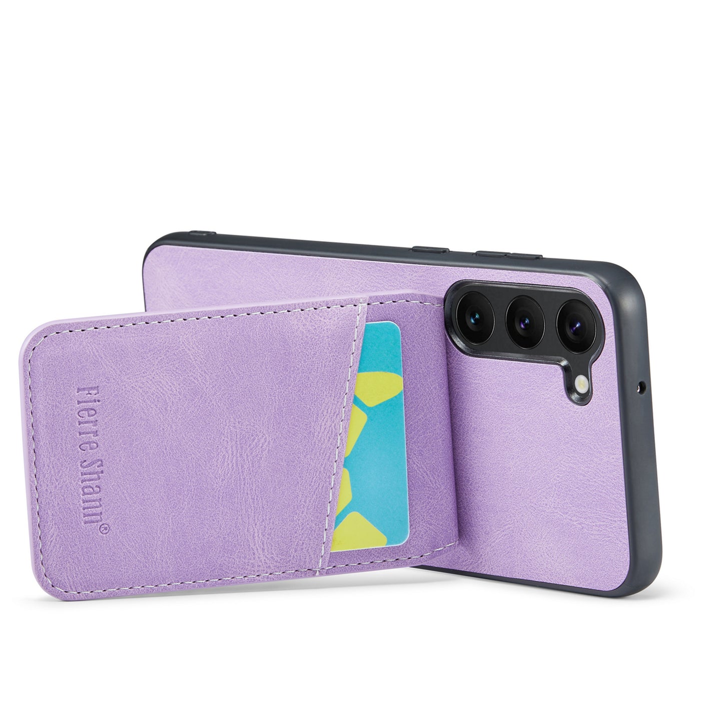 FIERRE SHANN For Samsung Galaxy S24+ Case RFID Blocking PU Leather+TPU Phone Cover - Purple