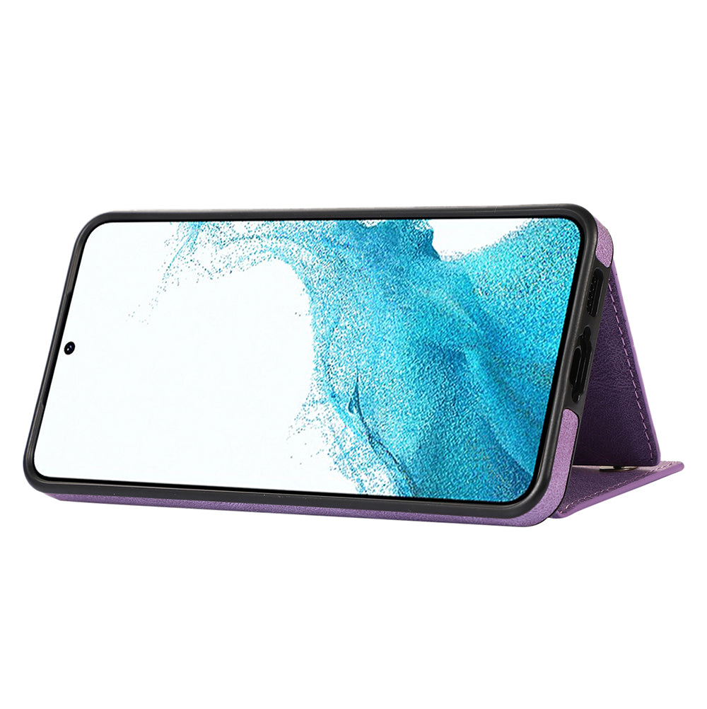 For Samsung Galaxy S24+ Case Wallet RFID Blocking Phone Kickstand Cover - Purple