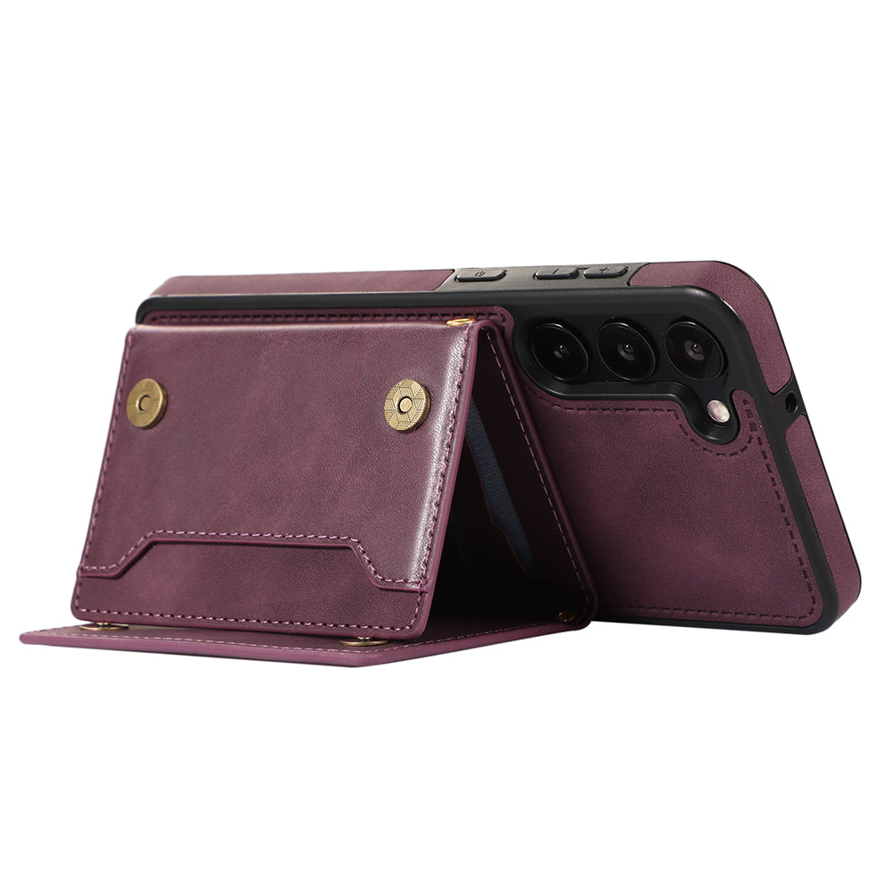 For Samsung Galaxy S24+ Case Wallet RFID Blocking Phone Kickstand Cover - Red